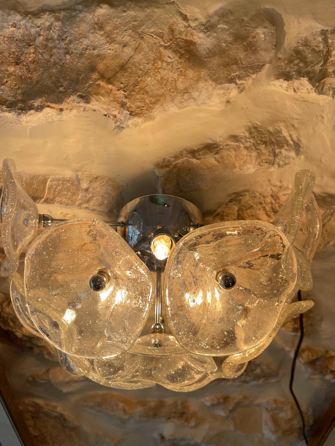 Murano floral wall lamp with chrome, Italy 1990s