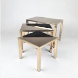 Set of 3 24k Gold-Plated Nesting Tables by Belgo Chrom, 1970s