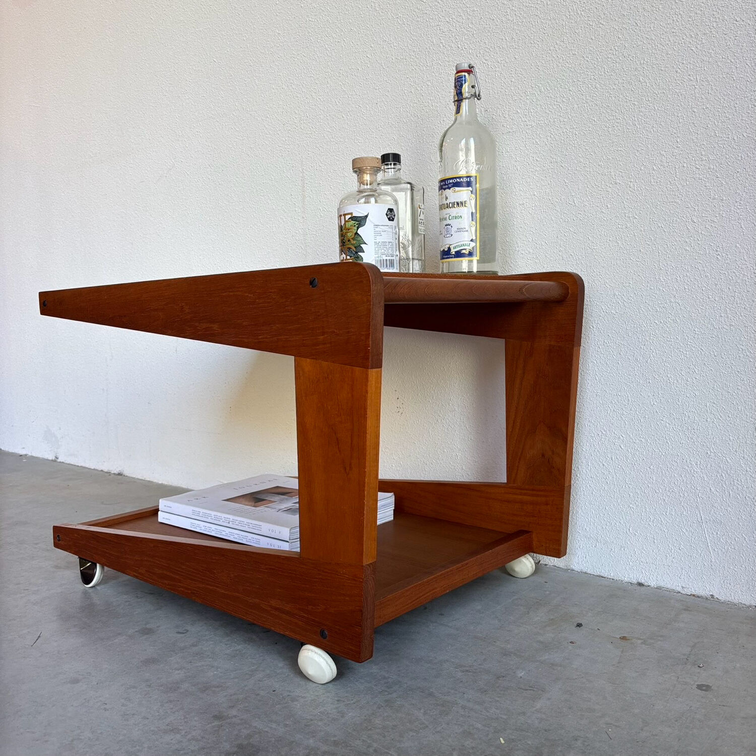 Vintage Danish bar trolley in teak