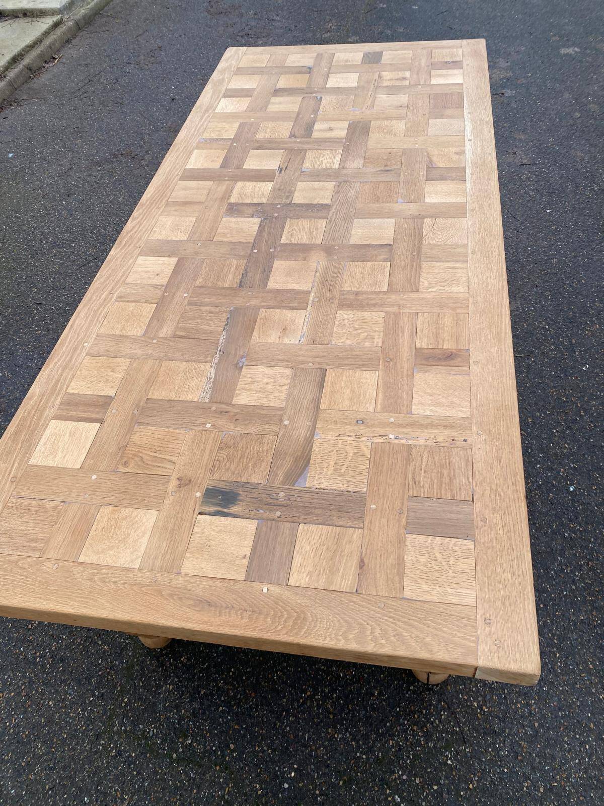Renovated farmhouse dining table in solid oak 210cm 19th century