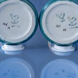 Pair of hand-painted ceramic table lamps in Dutch Art Nouveau–Art Deco style, 1910–1917.