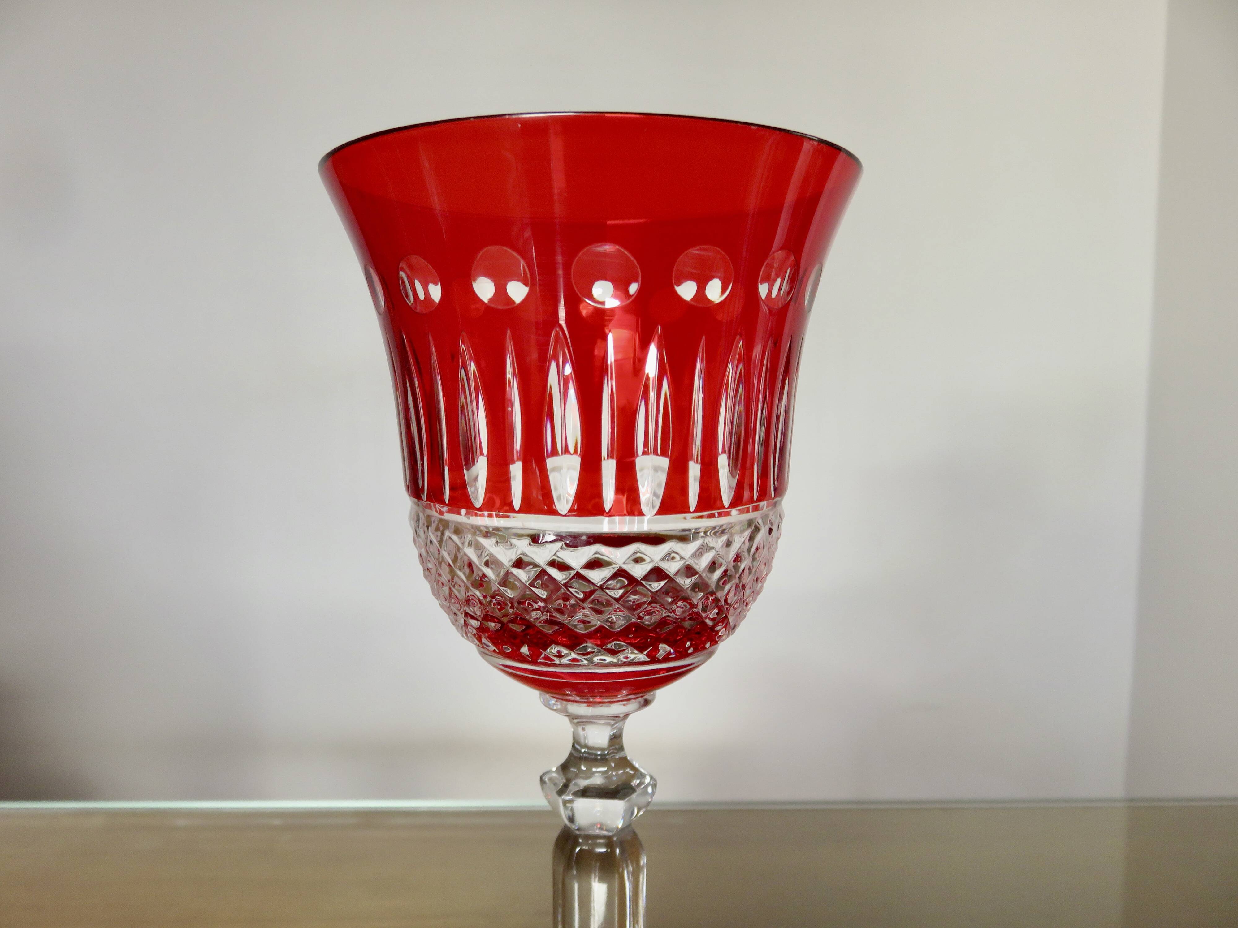 Set of 4 colored crystal wine glasses