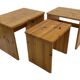 Tables gigognes vintage en bois de pin, tables d'appoint mimiset, lot de 3