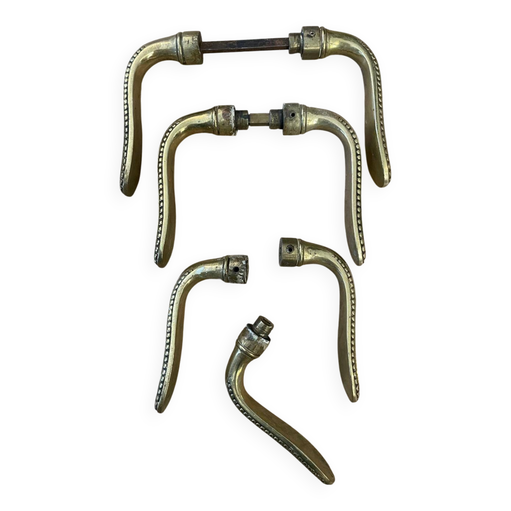Set of 7 solid brass door handles