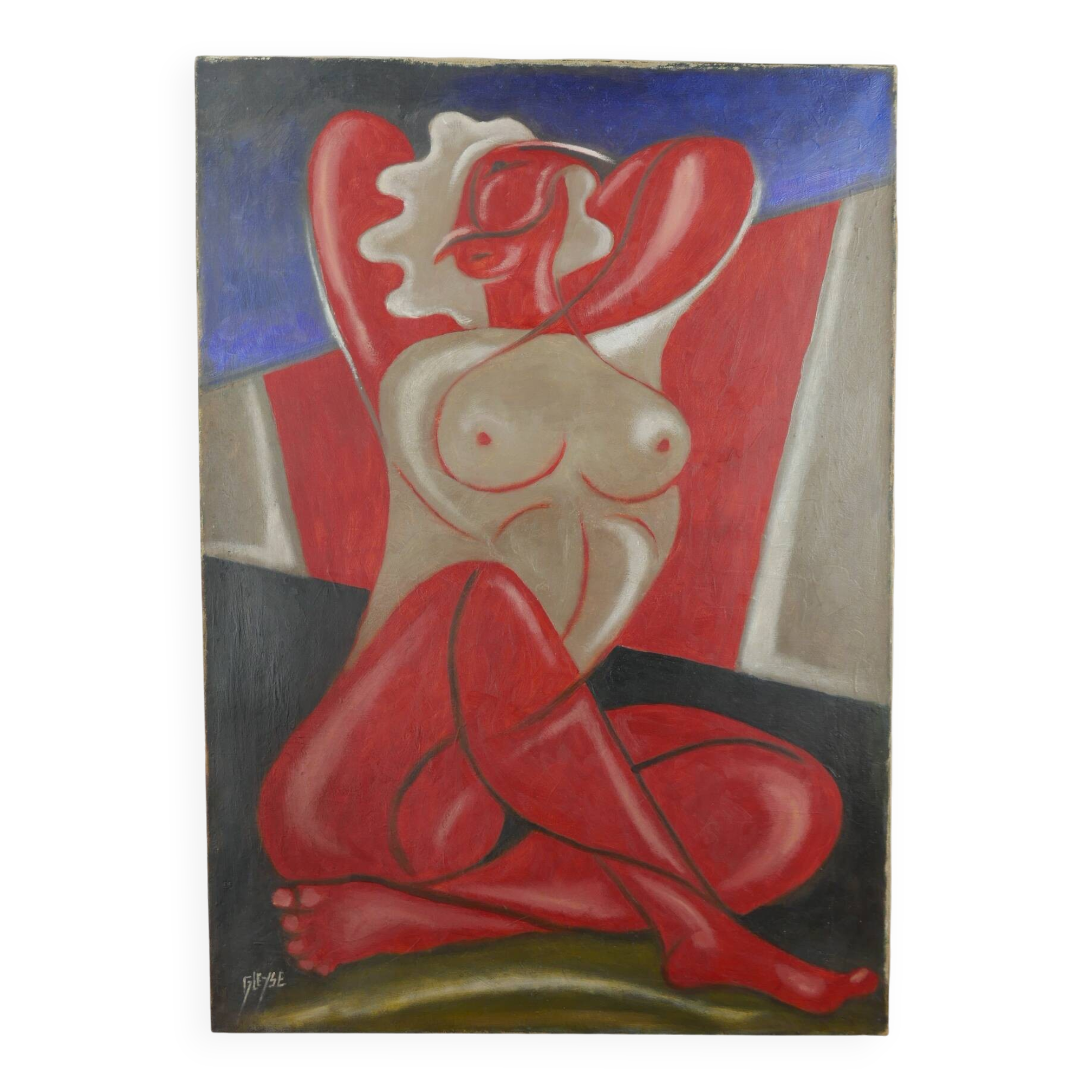 Tableau "Nude Cubist" HST signed Gleyse