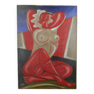 Tableau "Nude Cubist" HST signed Gleyse