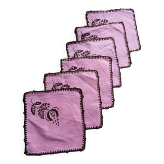 6 embroidered tea towels
