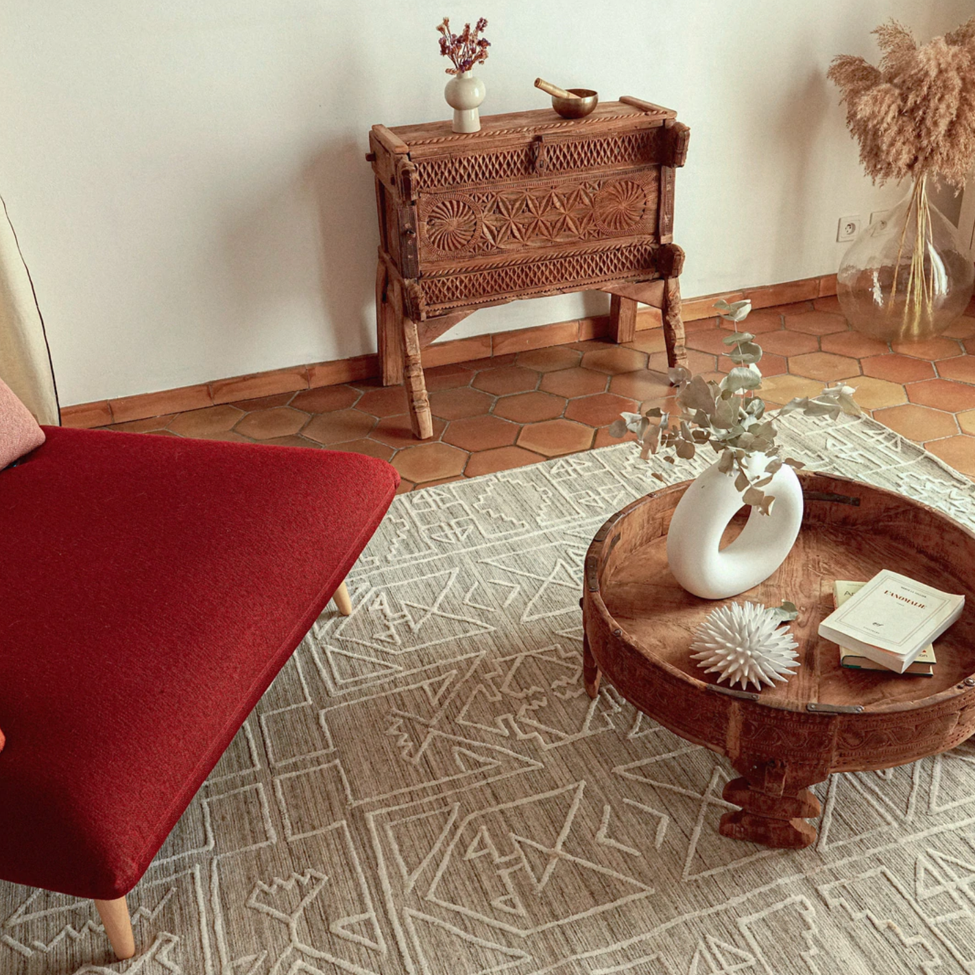 Hand-woven wool carpet 170x240cm