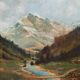 Large antique mountain painting