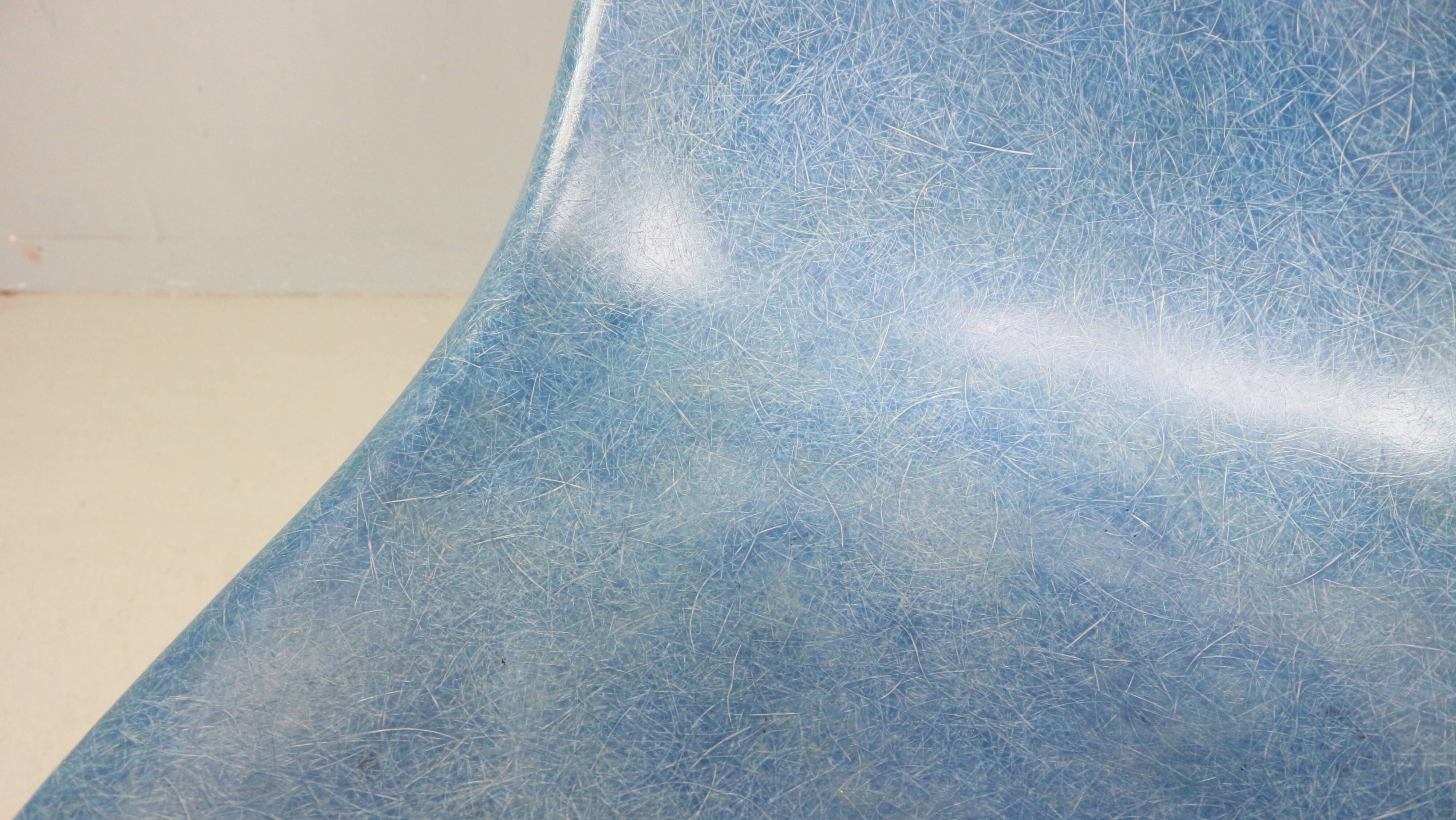 Charles & Ray Eames "La Fonda" Blue Fiberglass Chairs Herman Miller