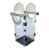 Umbrella stand in brass and clear lucite / plexiglass, 1960s
