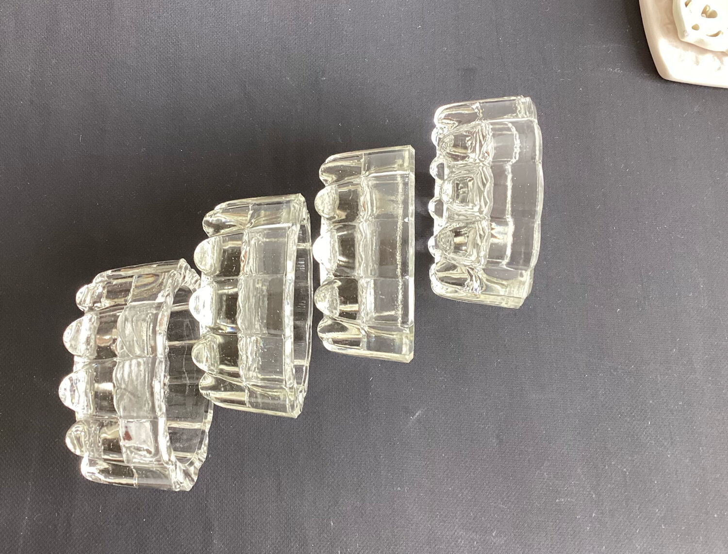 Set of 4 old piano/glass table coasters