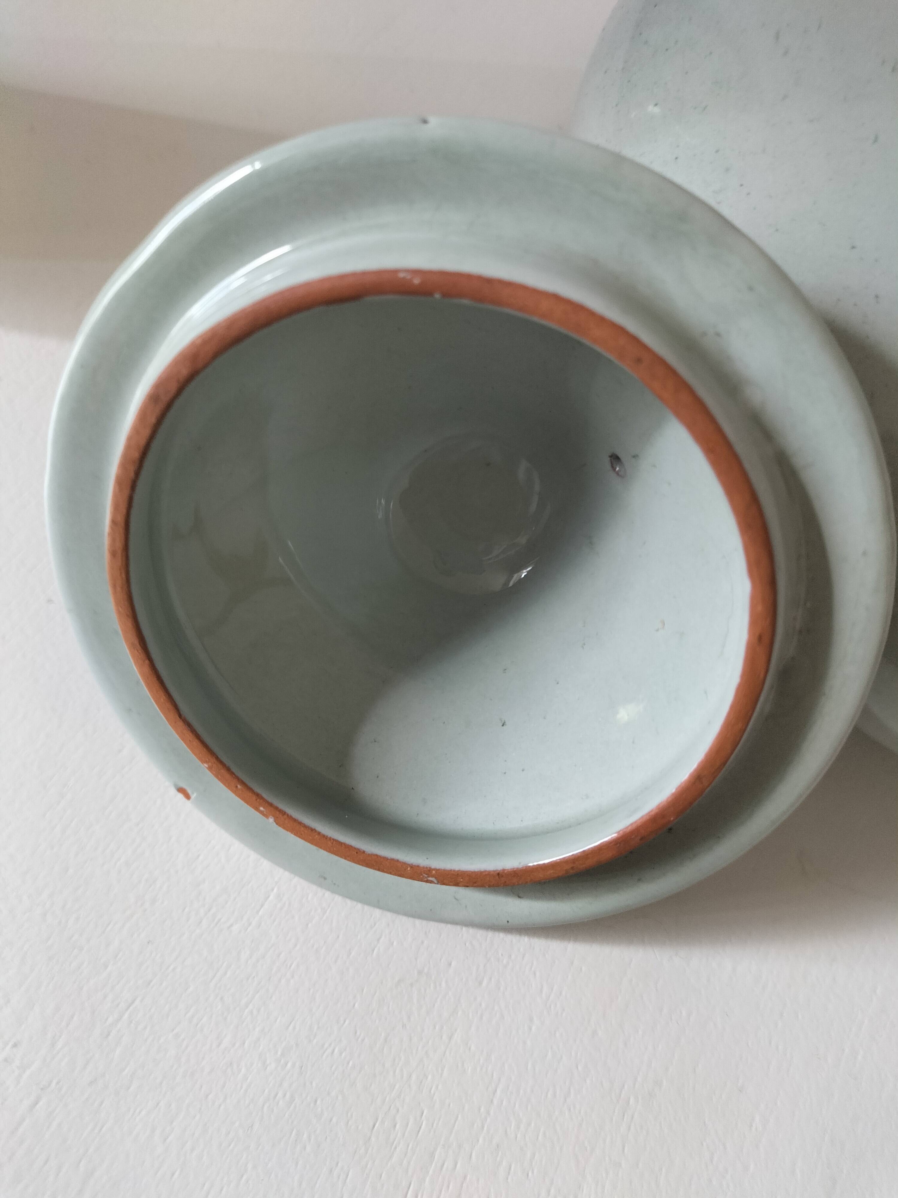 Celadon speckled glazed ceramic teapot
