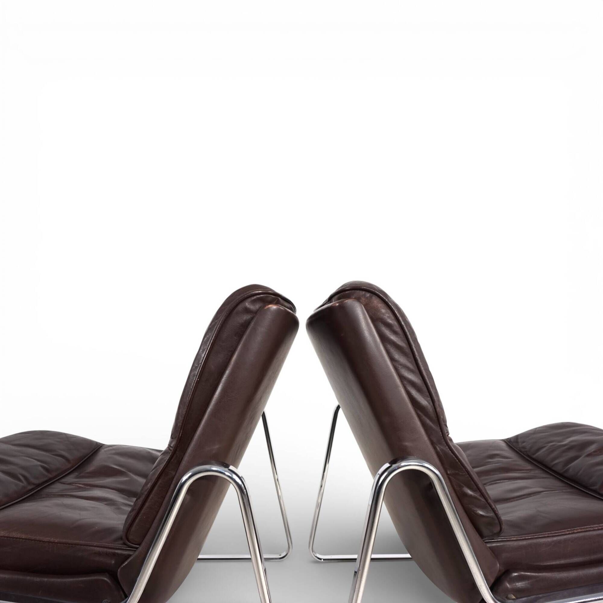 Set of 2 Drabert lounge chairs in brown leather by Gerd Lange, 1970