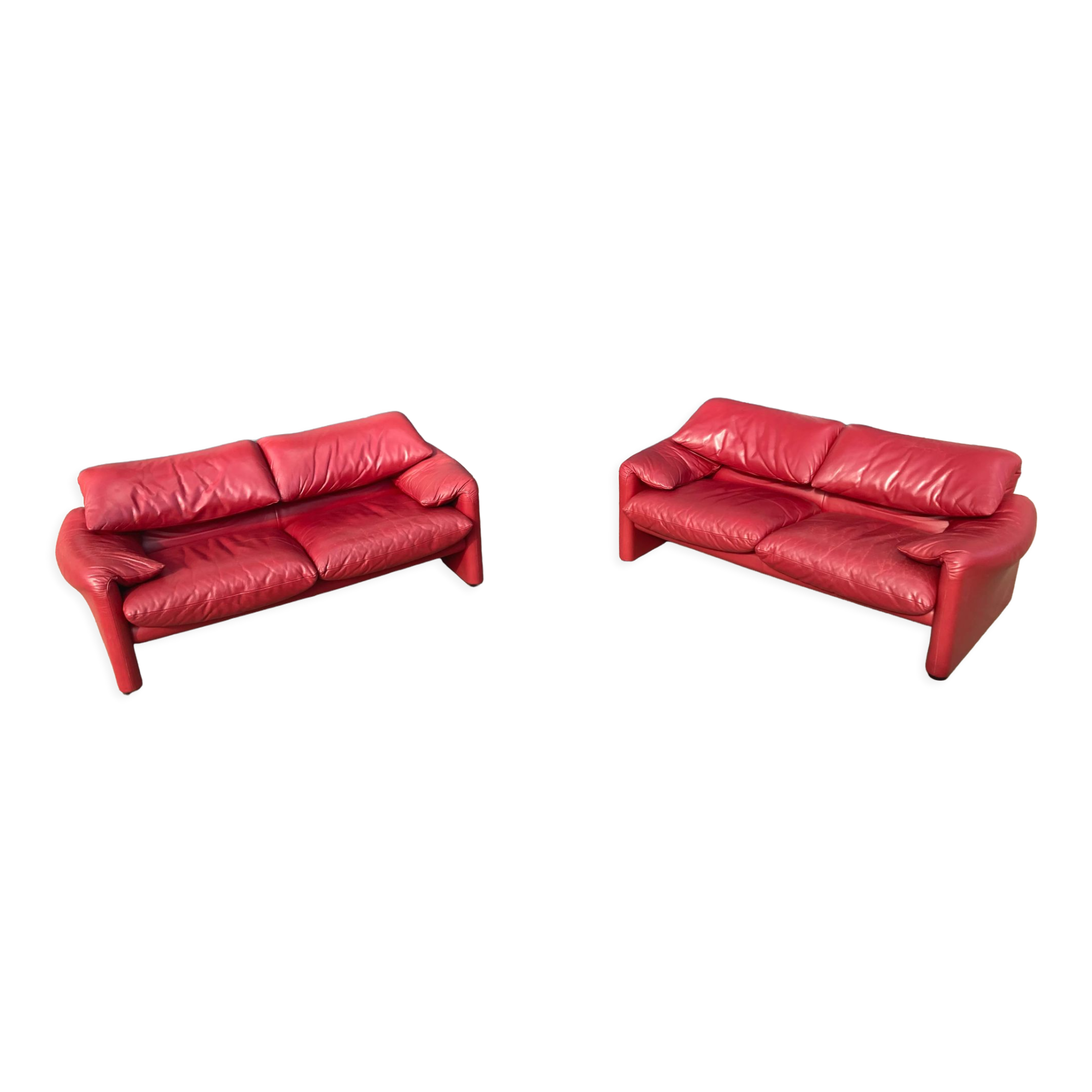 Set of 2 maralunga 2-seater sofas by Vico Magistretti for Cassina