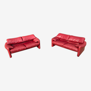 Set of 2 maralunga 2-seater sofas by Vico Magistretti for Cassina