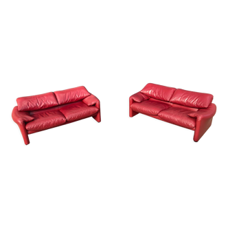Set of 2 maralunga 2-seater sofas by Vico Magistretti for Cassina