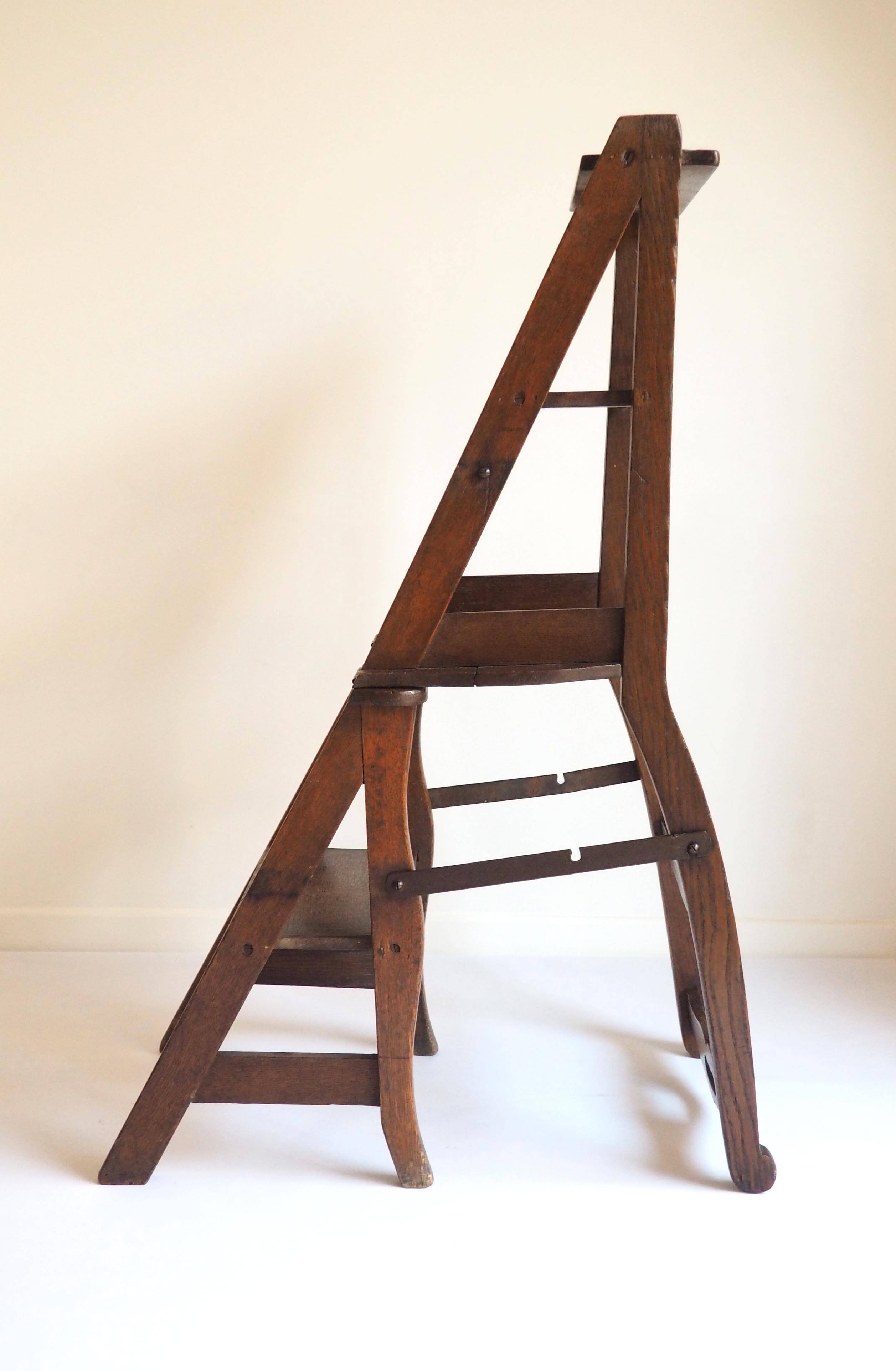 Old wooden chair stepladder