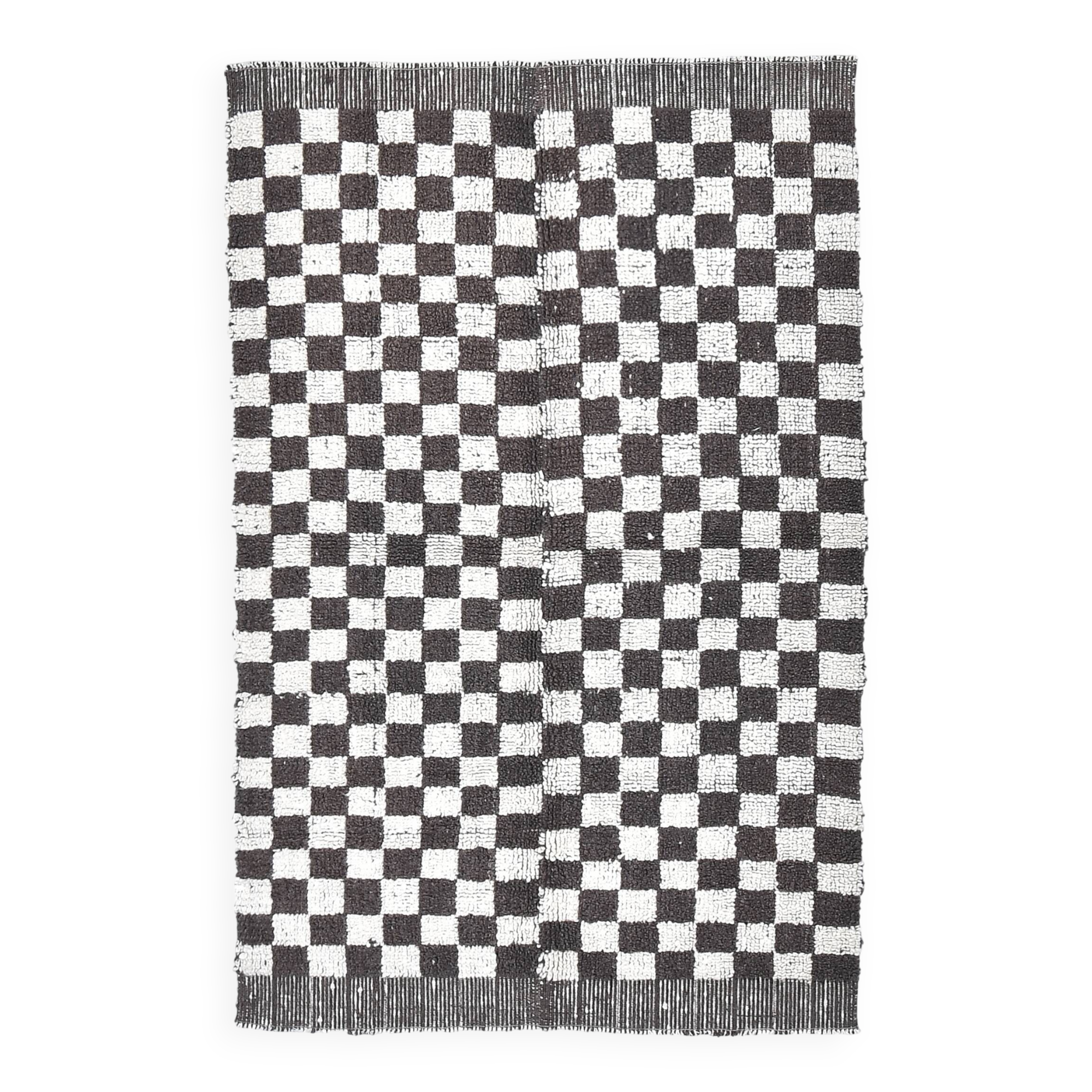 4x7 Checkered Handmade Wool Rug 137x214Cm SK 241436