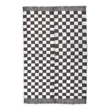 4x7 Checkered Handmade Wool Rug 137x214Cm SK 241436