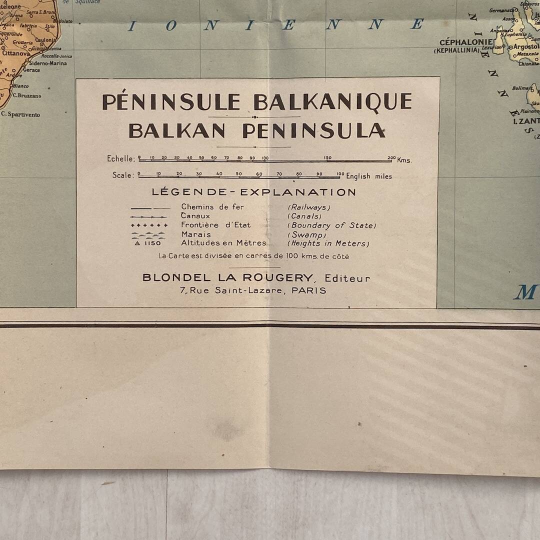 Map of the Balkan Peninsula from the 1940s