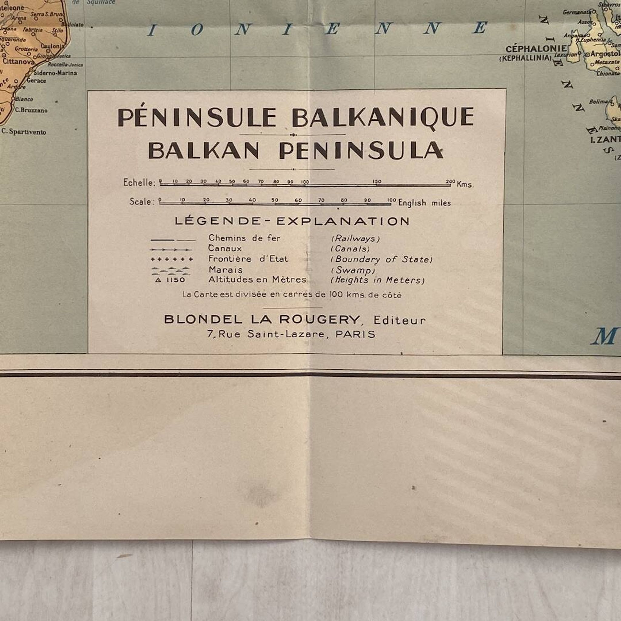 Carte de la péninsule Balkanique des années 40