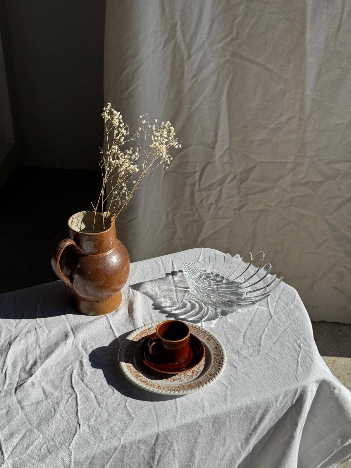 Set of 6 vintage dessert plates made in Poland with a plant motif.