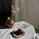 Set of 6 vintage dessert plates made in Poland with a plant motif.