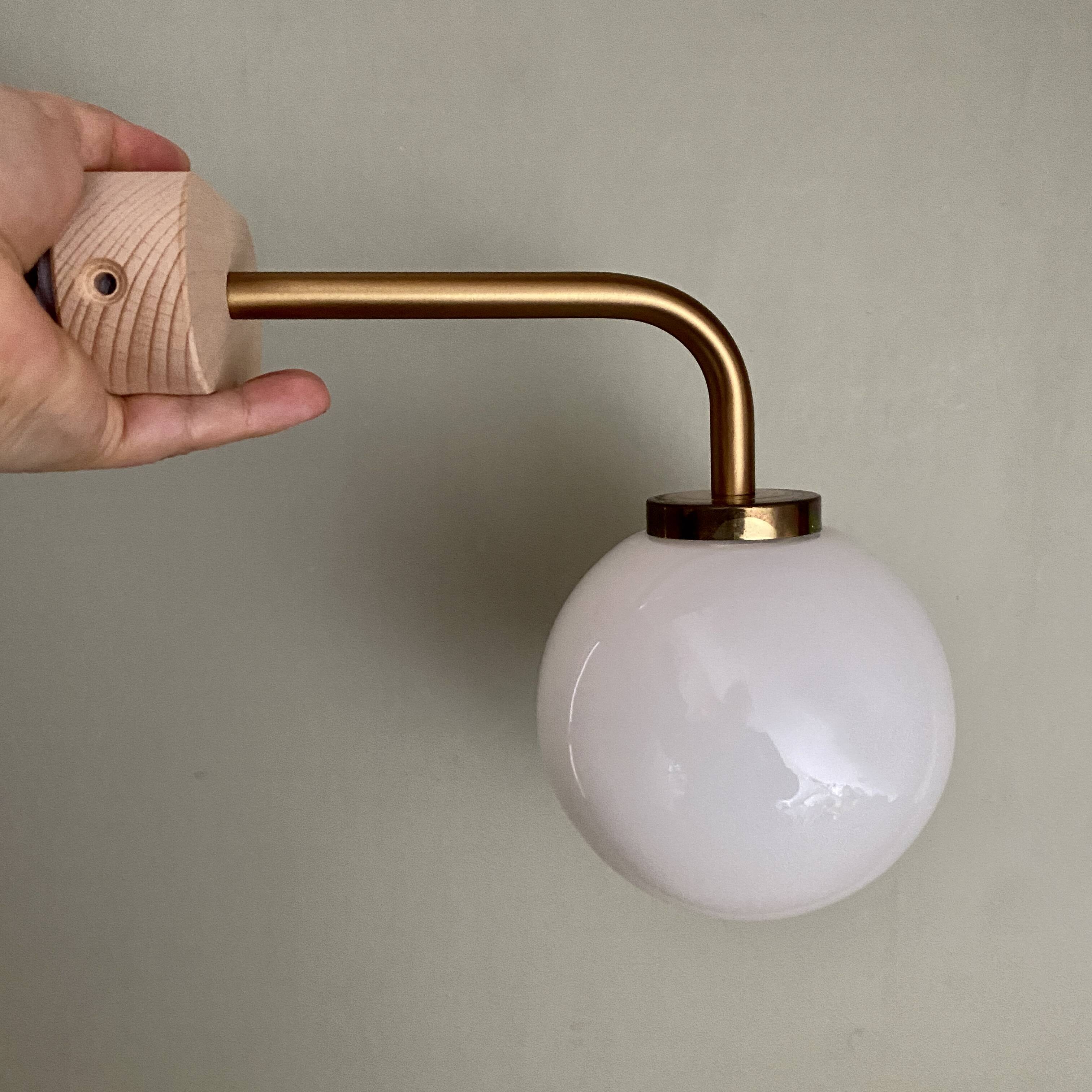 Vintage globe wall lamp in white opaline