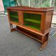 Art Deco sideboard in solid oak and frosted green glass, 1940.