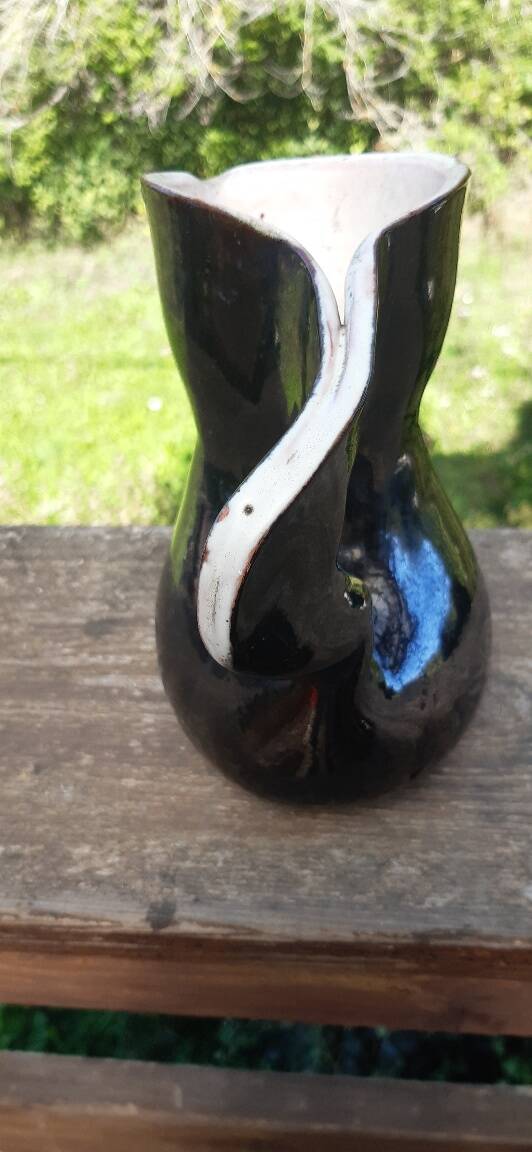 Enamelled terracotta pitcher, France, 1950s