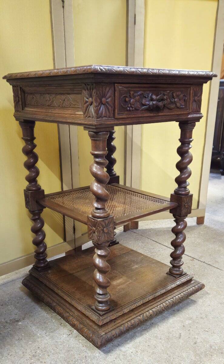 Renaissance style display table in solid oak
