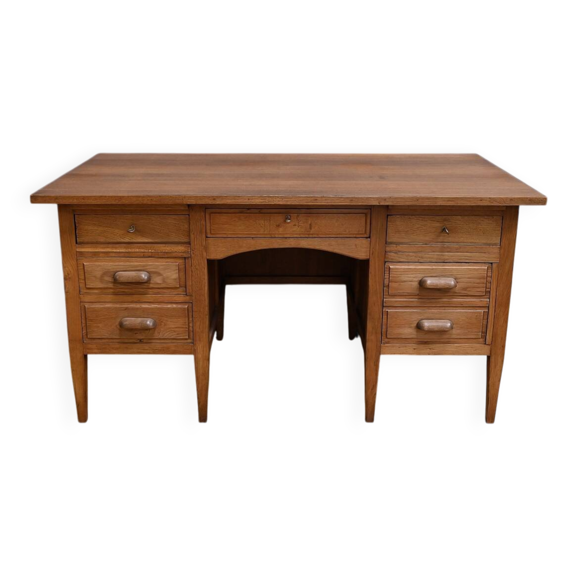 Solid oak pedestal desk, Régy establishments – 1940