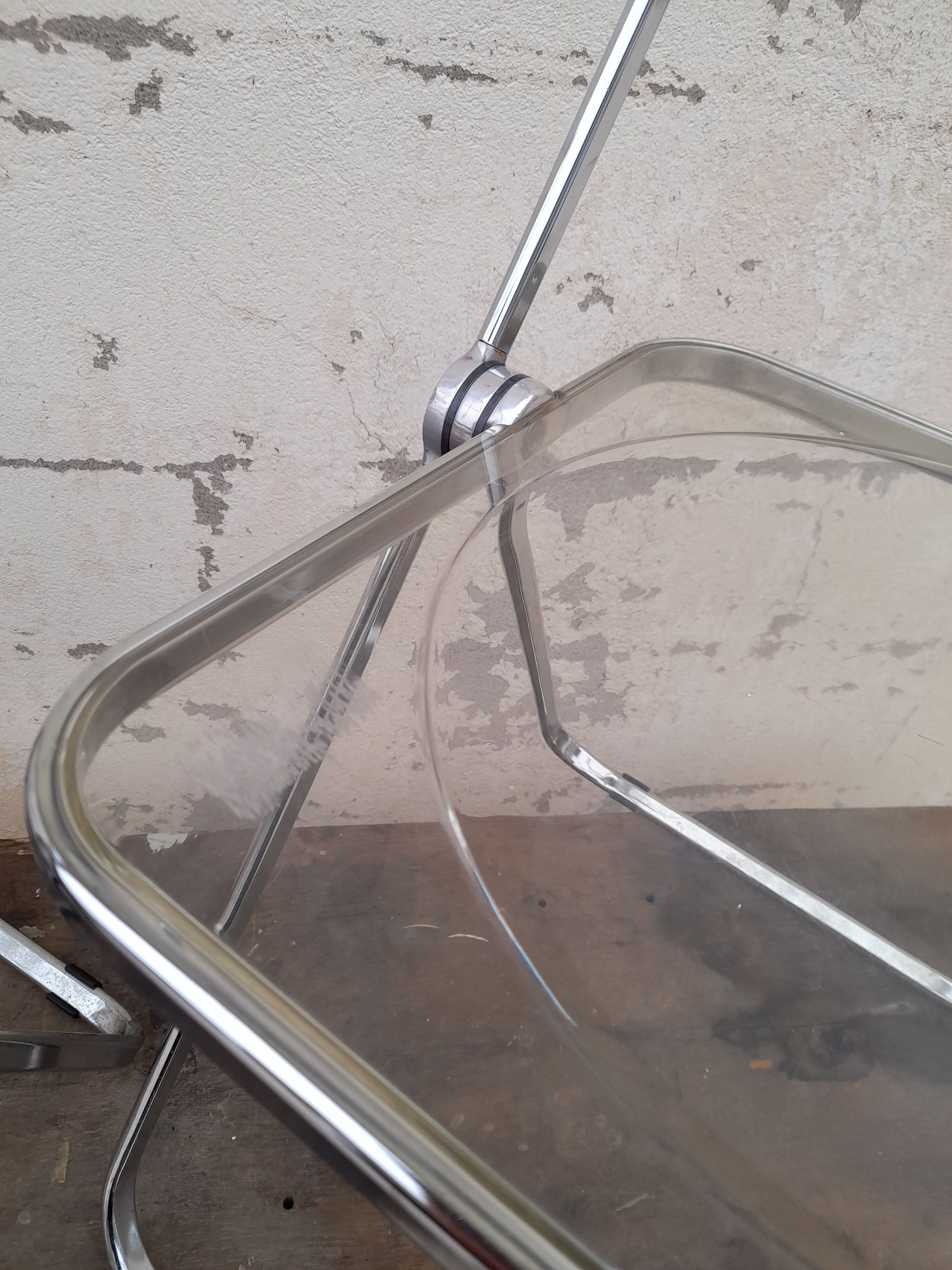 Series of 3 chairs model "plia" by Giancarlo Piretti by Castelli