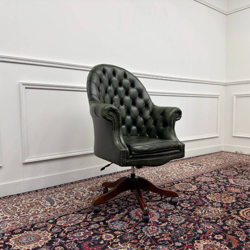 Classic English Chesterfield Director Chair Green