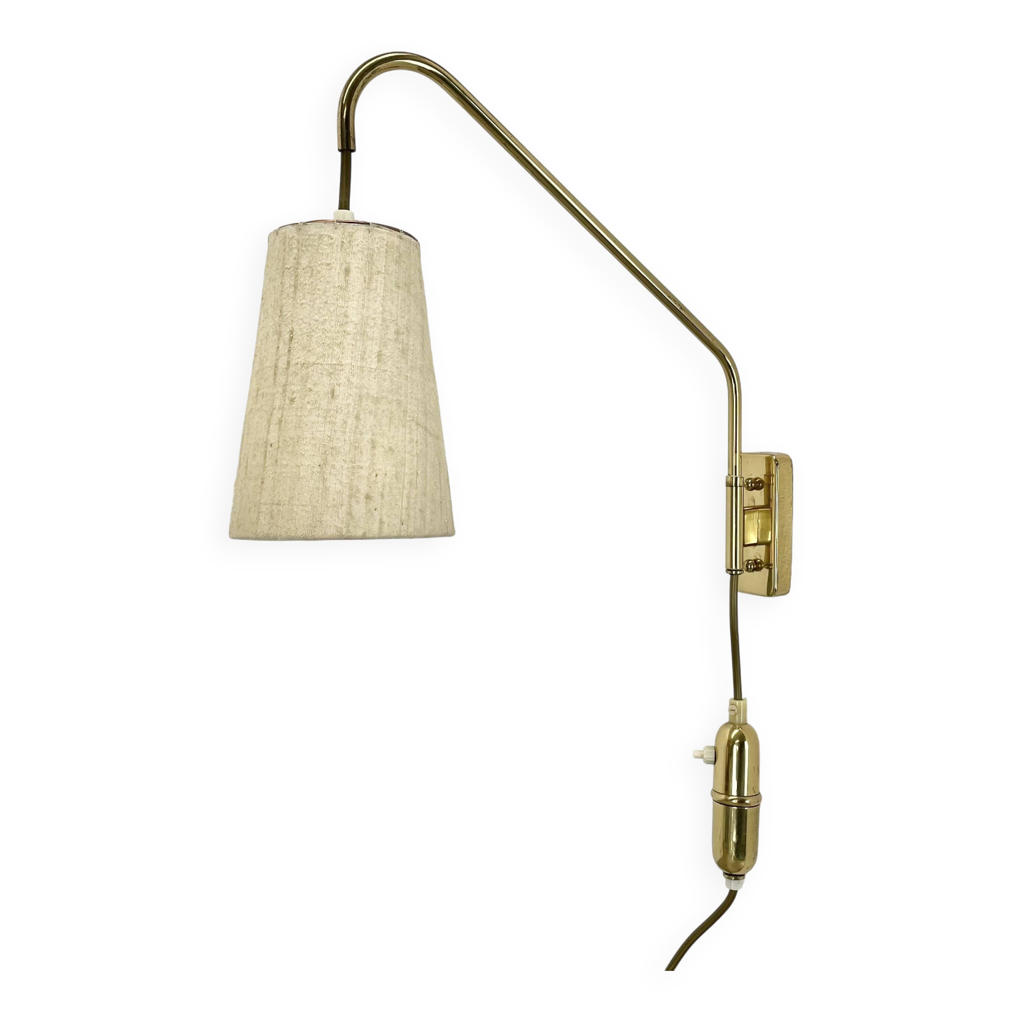 Minimalist Adjustable Swing Arm counterweight Brass Wall Light, Germany 1950
