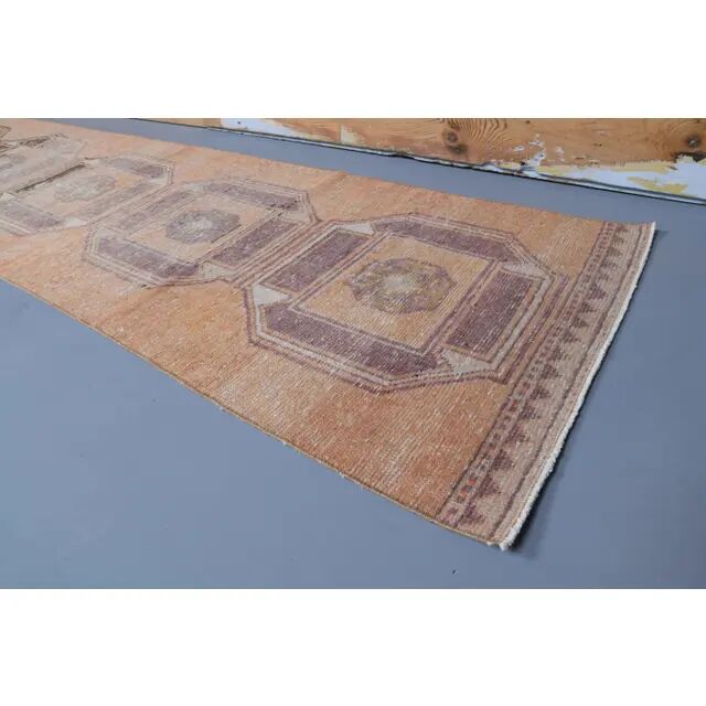 Vintage Orange Natural Turkish Hand-Knotted Runner 80x329