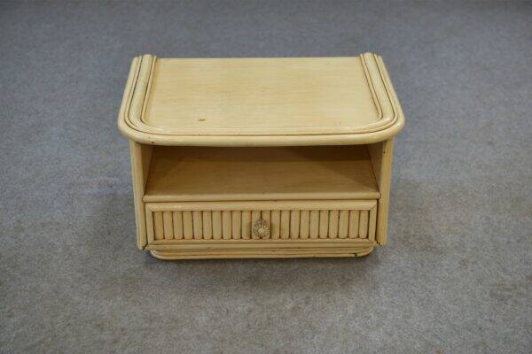 Small white bedside table Maugrion "Le rattin prestige" 1970s