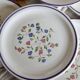 6 vintage porcelain dessert plates Moulin des Loups lilac floral pattern