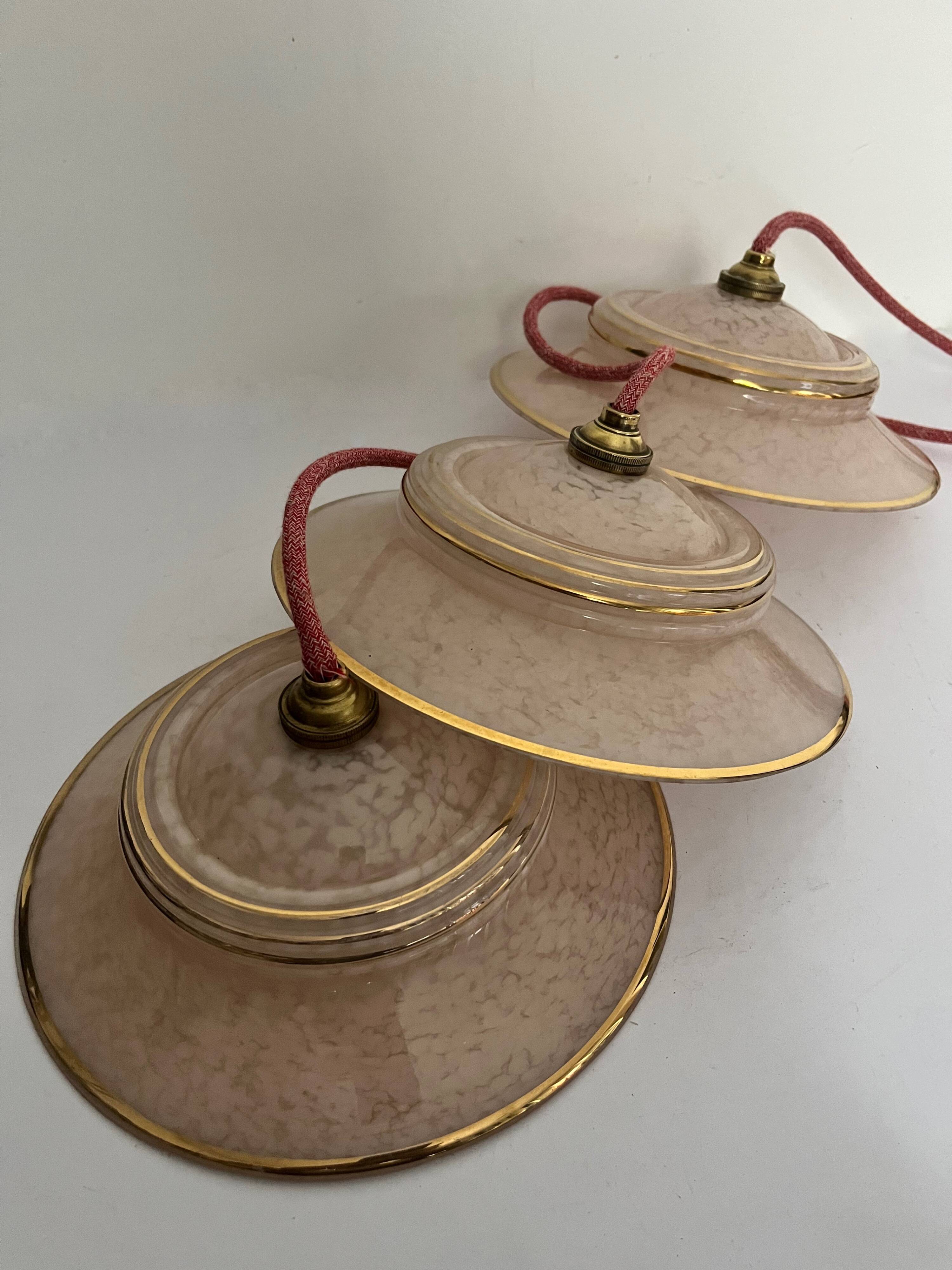 Set of 3 Clichy glass pendant lights