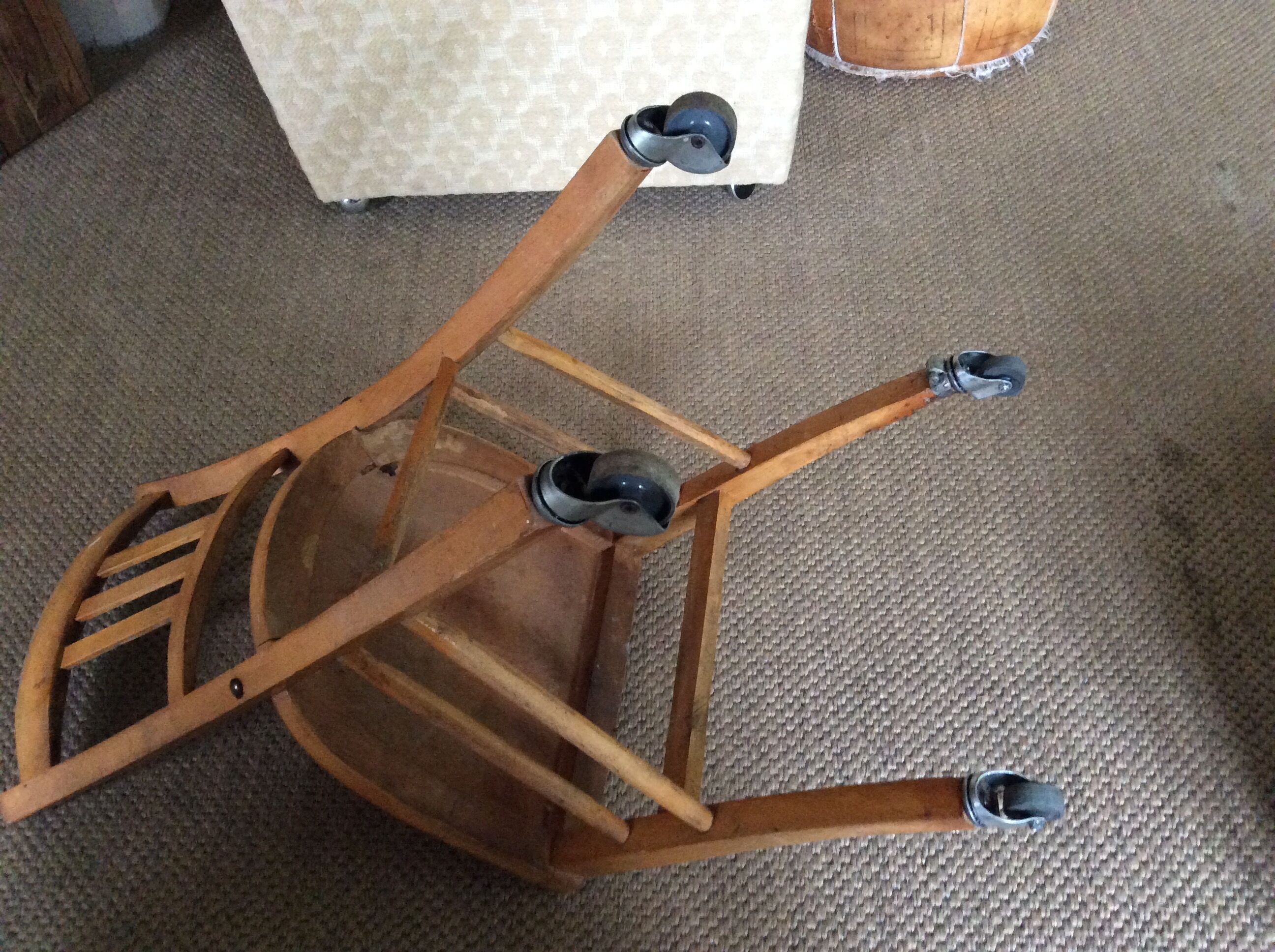 Wooden chair with wheels