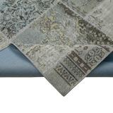 Hand-knotted turkish vintage 172 cm x 245 cm grey patchwork carpet