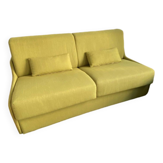 2-seater green fabric convertible sofa
