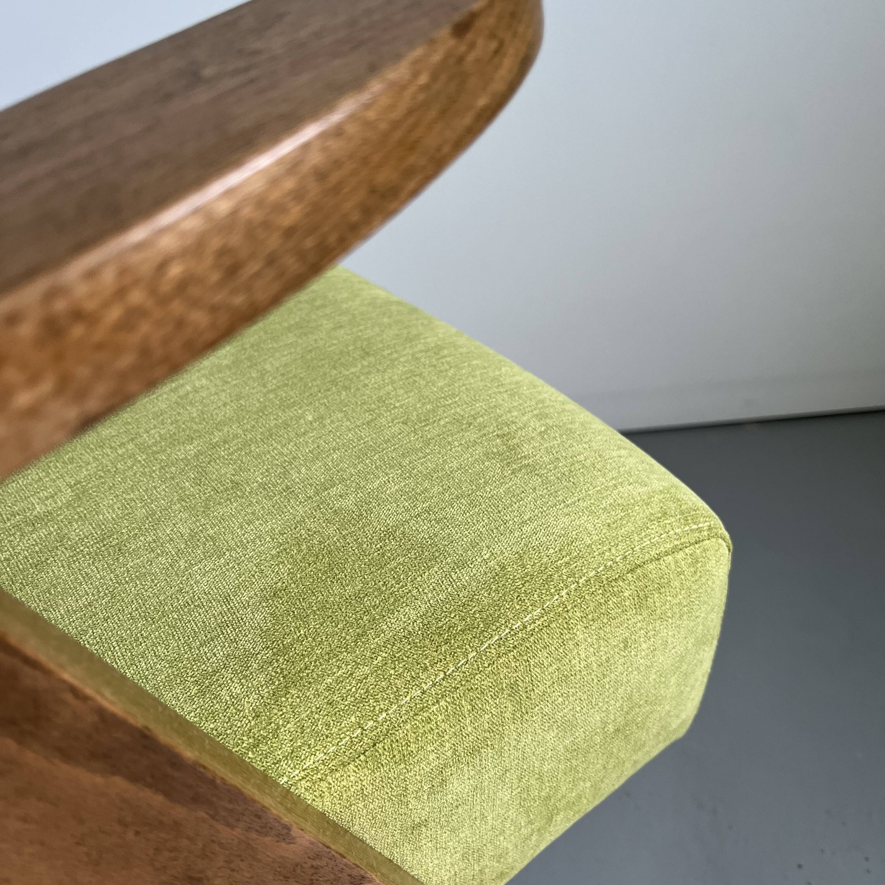 Vintage Mid-Century Modern Armchair: Lime Green Fabric and Beech Wood Frame