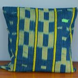 Housse de coussin en tissu baoulé jaune