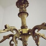 Vintage french bronze 5 light chandelier with leaf detail 3936