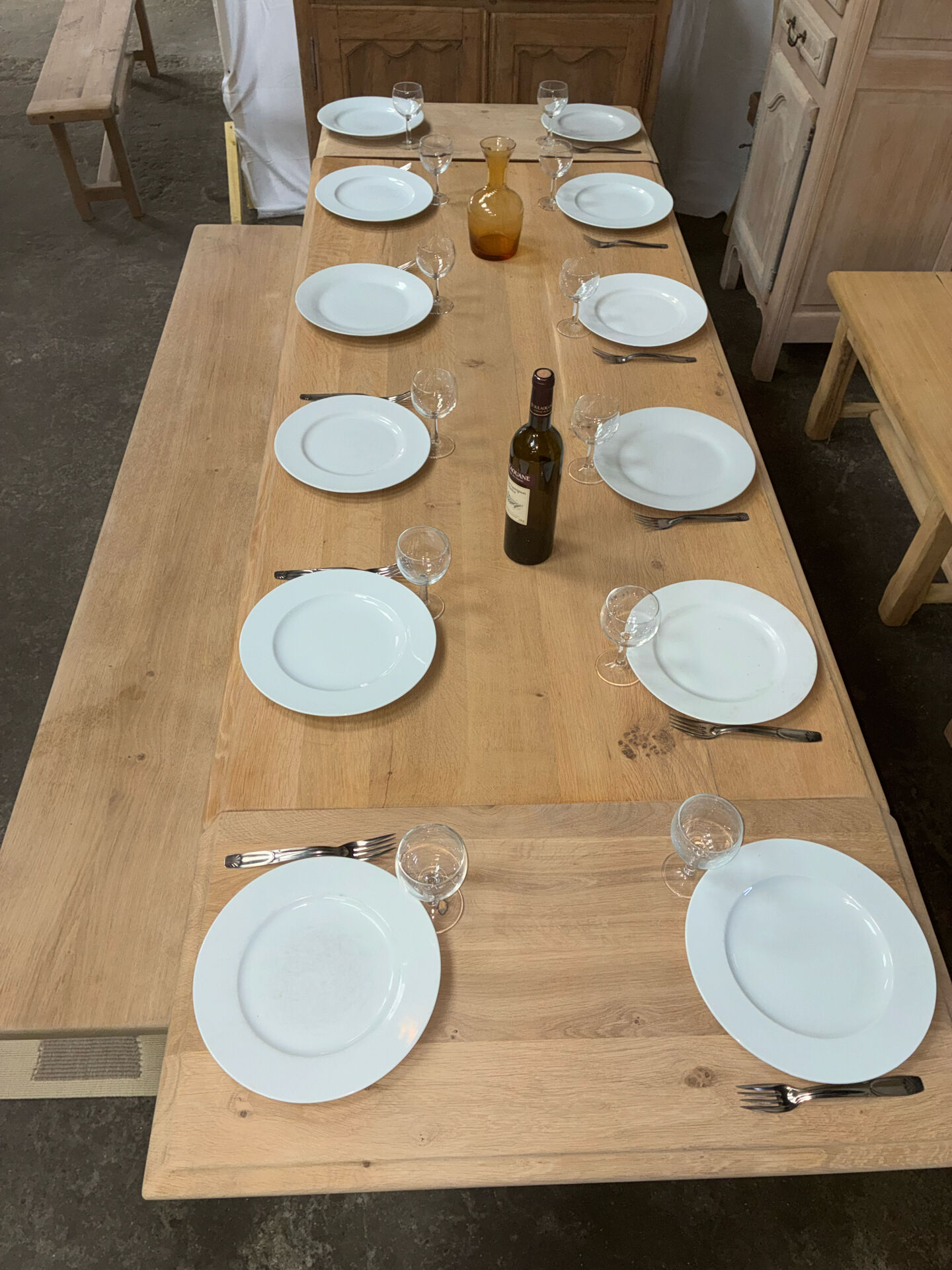 Table de ferme en chêne massif avec rallonges