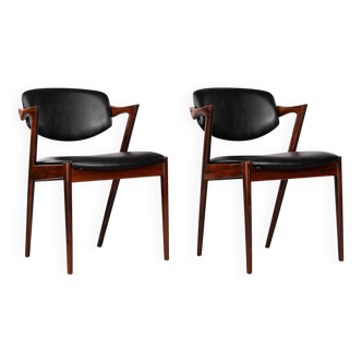 Reupholstered Danish Design Rosewood Z-chair by Kai Kristiansen, set of 2