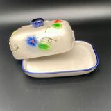 Ceramic butter dish with colored flowers