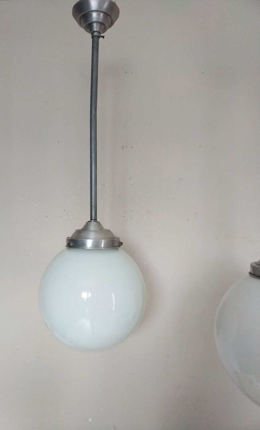 Pair suspensions ball opaline art deco